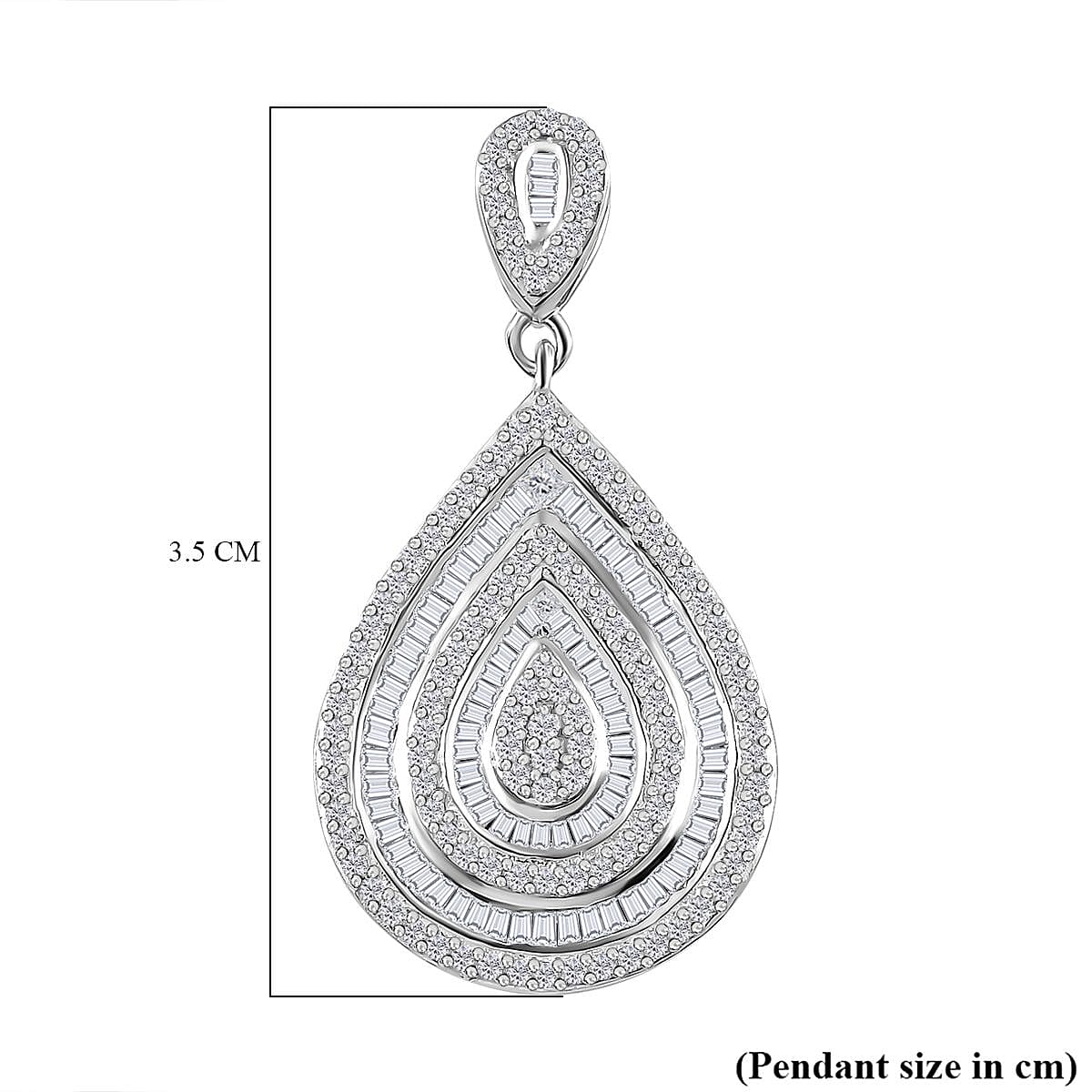 Red Carpet Collection - Diamond Drop Pendant in Platinum Overlay Sterling Silver 7721174 6