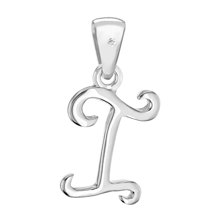 Diamond I Initial Pendant in Sterling Silver Rhodium Plated 10.7mm x 22mm 7384828 1