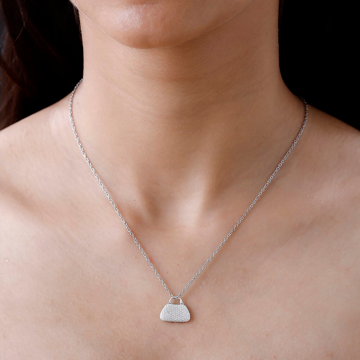 Diamond Sterling Silver Handbag Pendant with Free Chain (Size 20) 4213512 1