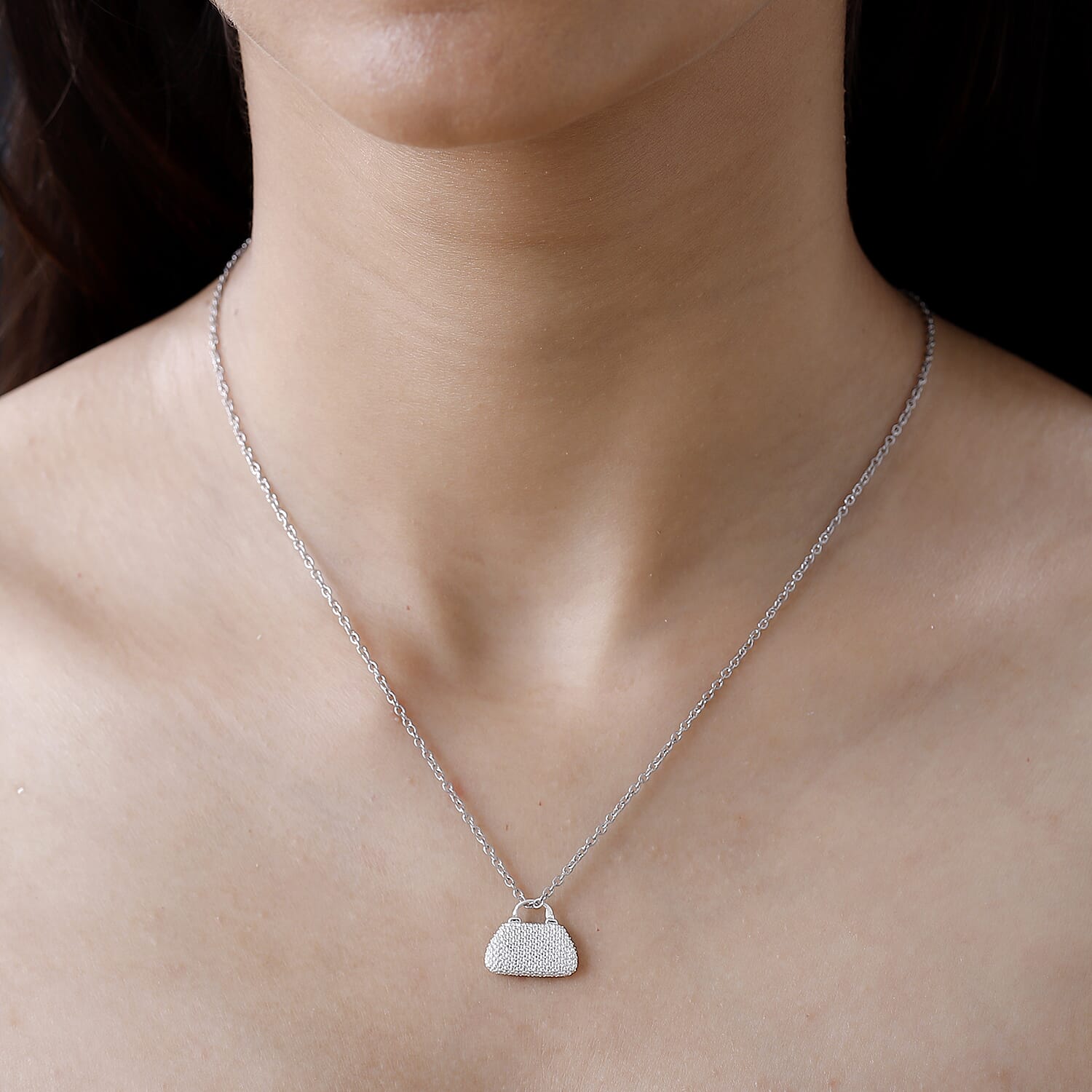 Diamond Sterling Silver Handbag Pendant with Free Chain (Size 20) 4213512 1