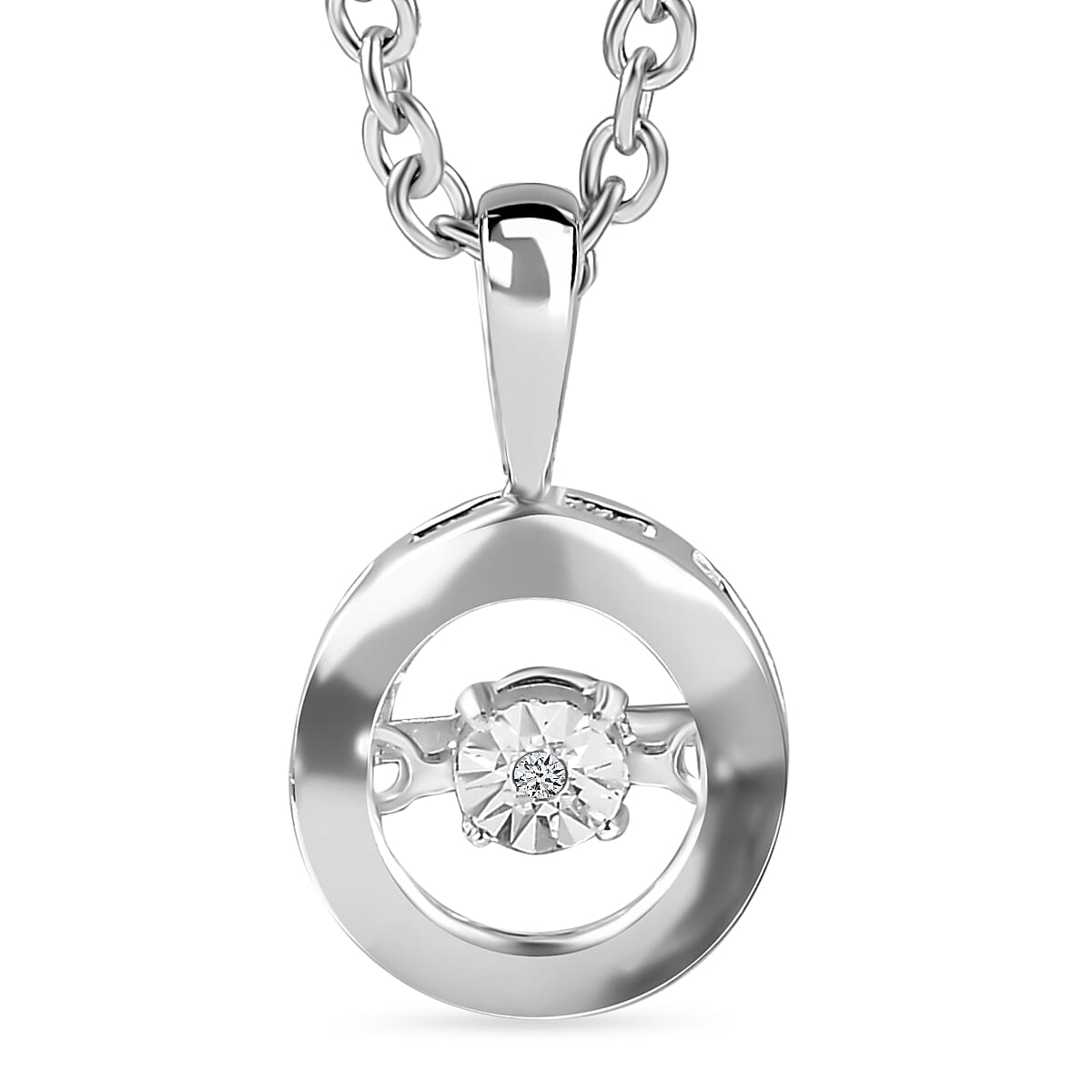 Dancing Diamond Sterling Silver Pendant with Chain (Size 20) 4171440 0