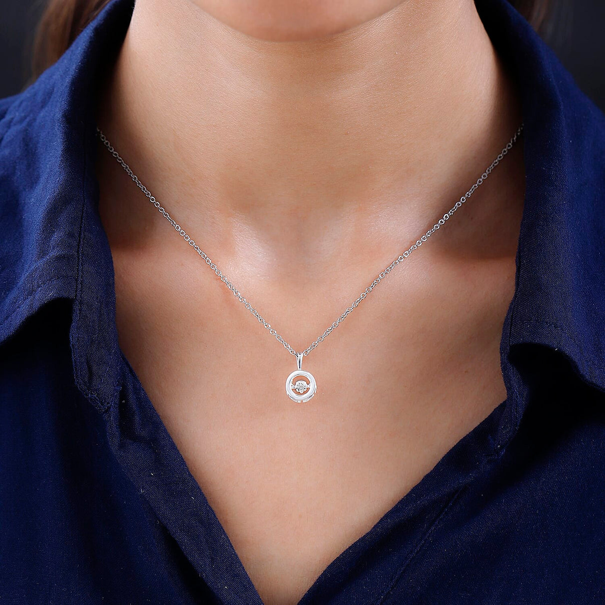 Dancing Diamond Sterling Silver Pendant with Chain (Size 20) 4171440 2
