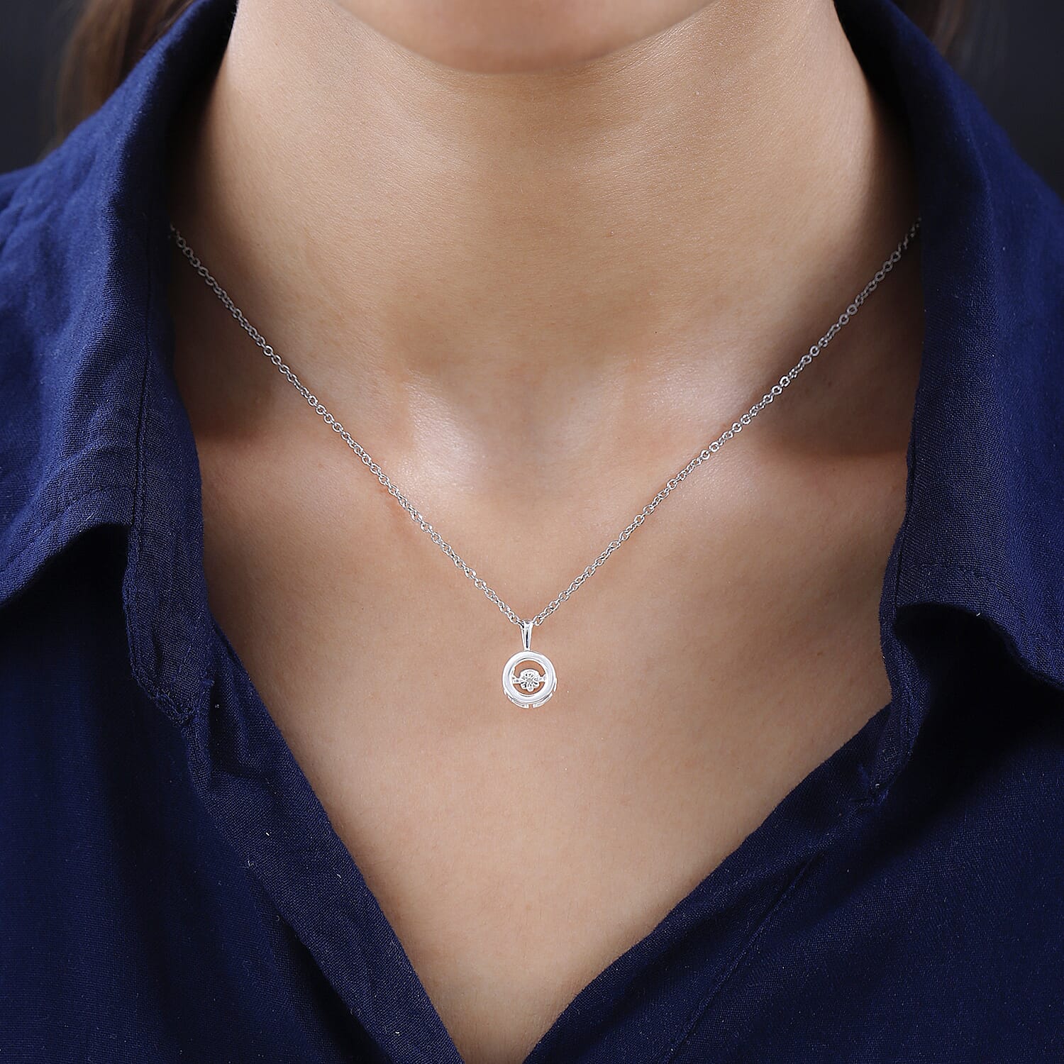 Dancing Diamond Sterling Silver Pendant with Chain (Size 20) 4171440 2