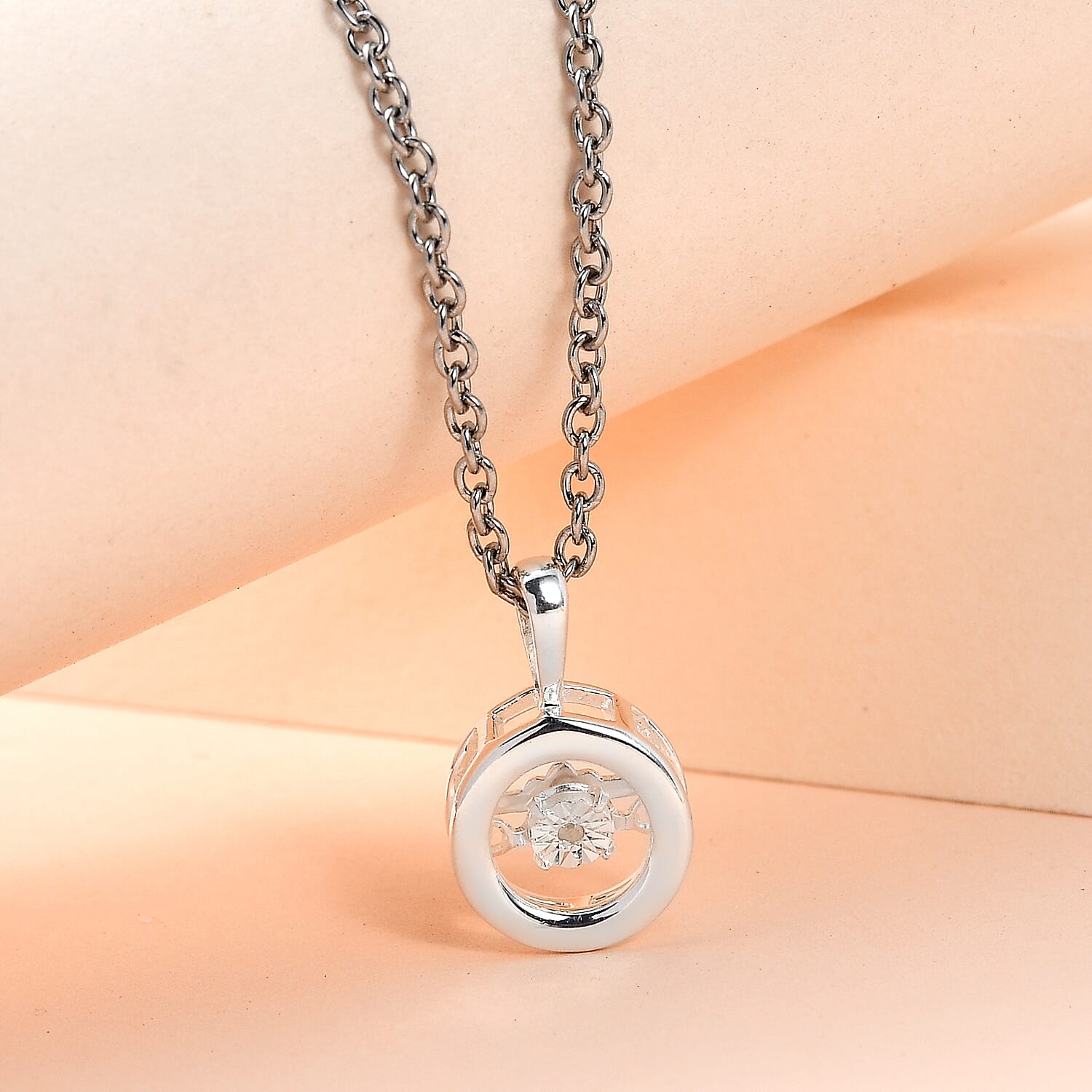 Dancing Diamond Sterling Silver Pendant with Chain (Size 20) 4171440 3