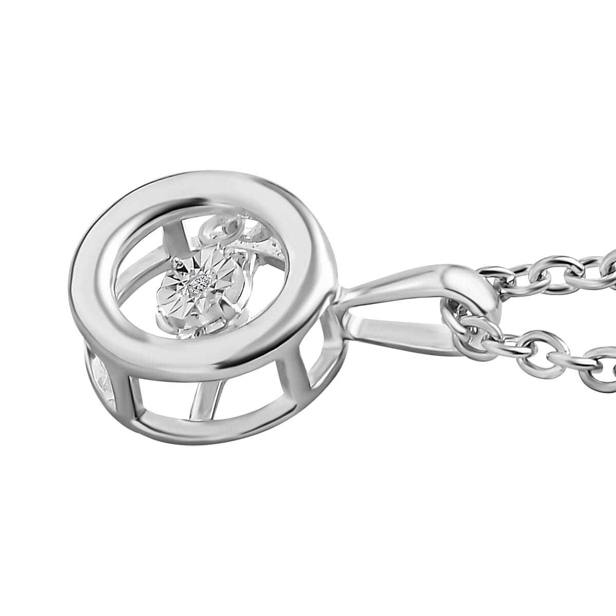 Dancing Diamond Sterling Silver Pendant with Chain (Size 20) 4171440 4