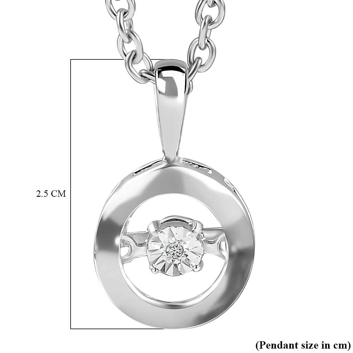 Dancing Diamond Sterling Silver Pendant with Chain (Size 20) 4171440 6