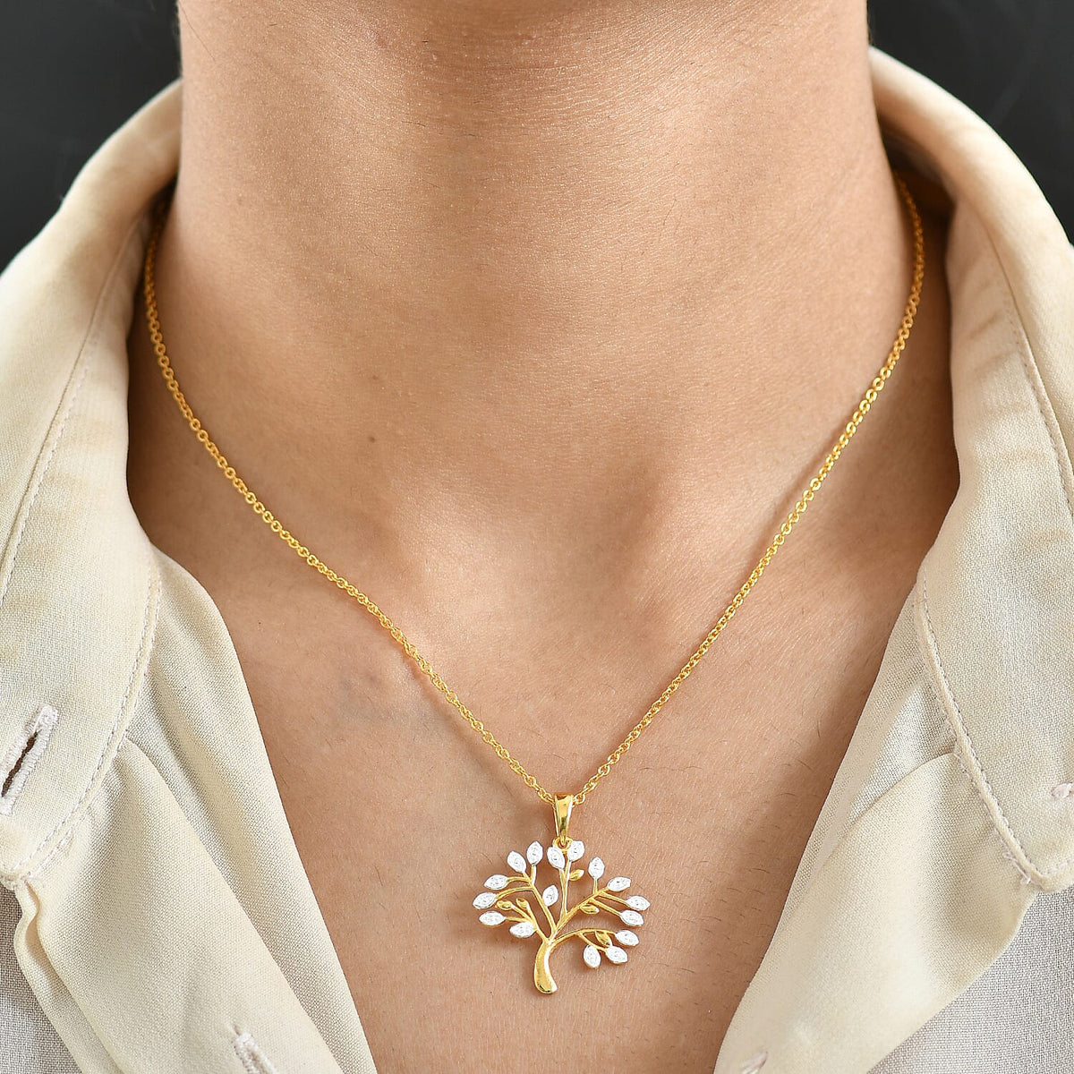 White Diamond Tree Pendant with Chain (Size 20) 4436477 3