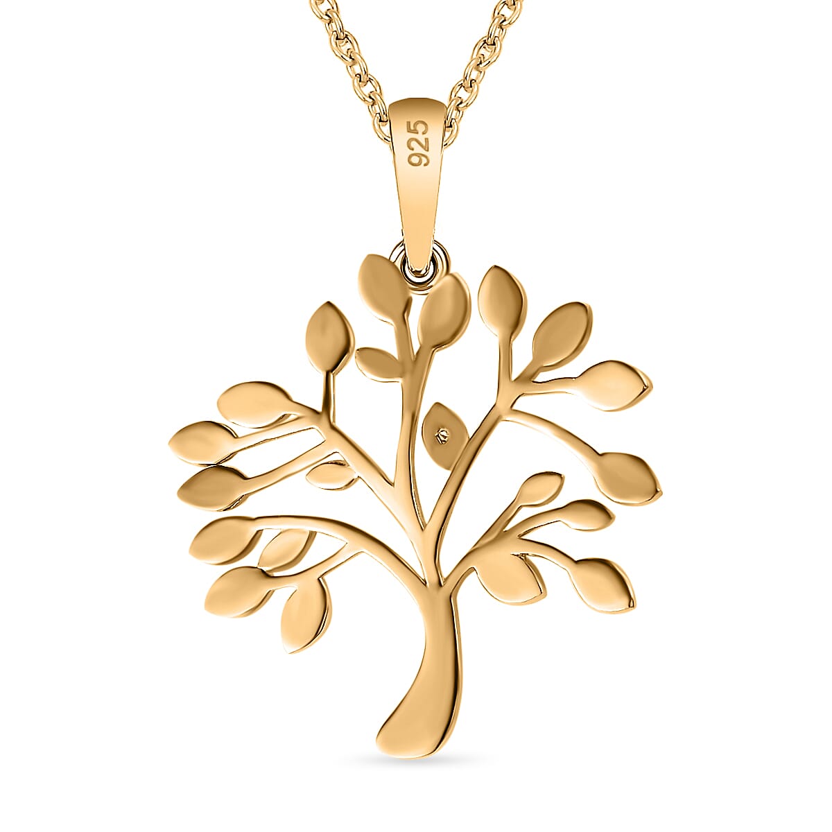 Natural Diamond Tree of Life Pendant with Chain (Size 20) in 14K Gold Overlay Sterling Silver 4290134 5