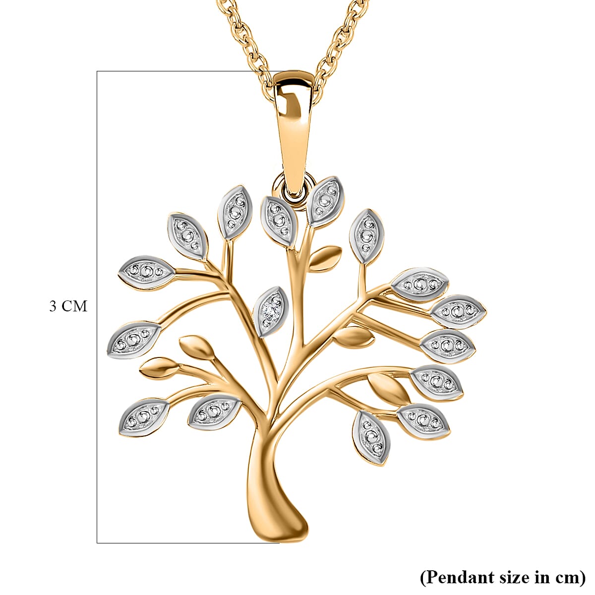 Natural Diamond Tree of Life Pendant with Chain (Size 20) in 14K Gold Overlay Sterling Silver 4290134 6