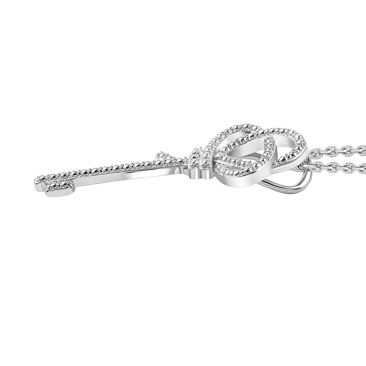 Designer Inspired - Diamond Key Pendant with Chain (Size 20) in Platinum Overlay 4306512 4