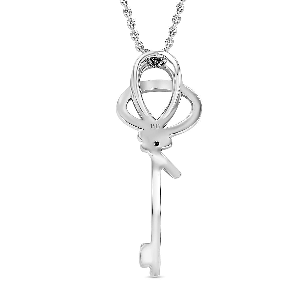 Designer Inspired - Diamond Key Pendant with Chain (Size 20) in Platinum Overlay 4306512 5