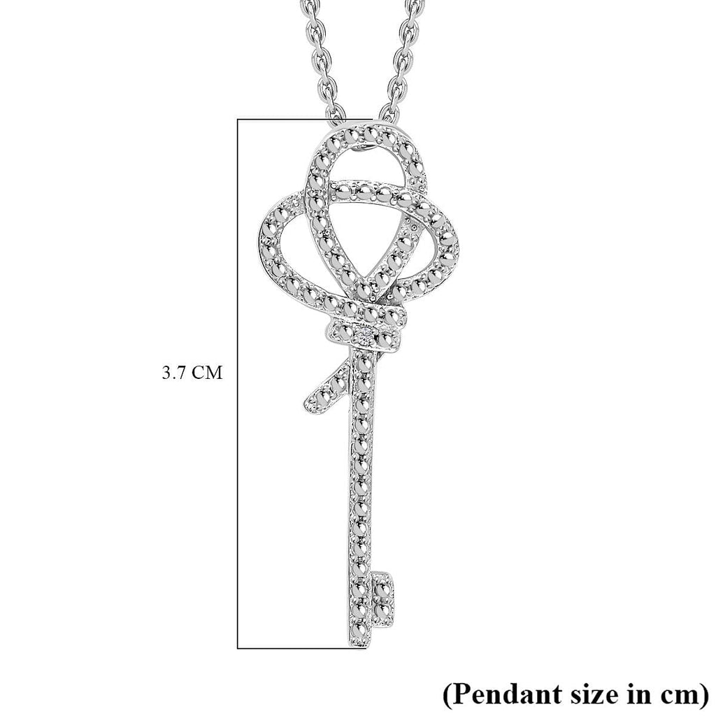 Designer Inspired - Diamond Key Pendant with Chain (Size 20) in Platinum Overlay