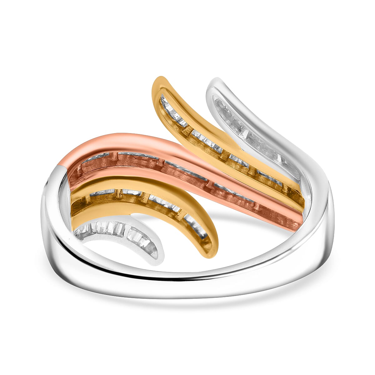 White Diamond Wave Ring Sterling Silver with Tri Tone 0.46  Ct. 7977270 3