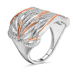 Diamond Criss Cross Ring in 18K Vermeil Rose Gold Plated & Platinum Overlay