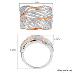 Diamond Criss Cross Ring in 18K Vermeil Rose Gold Plated & Platinum Overlay