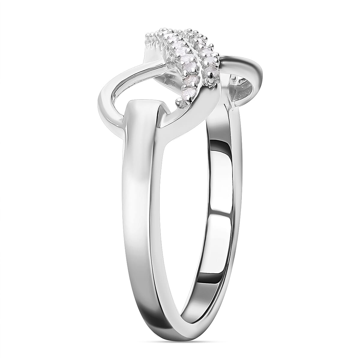 Diamond Infinity Ring in Platinum Overlay Sterling Silver 7637389 6