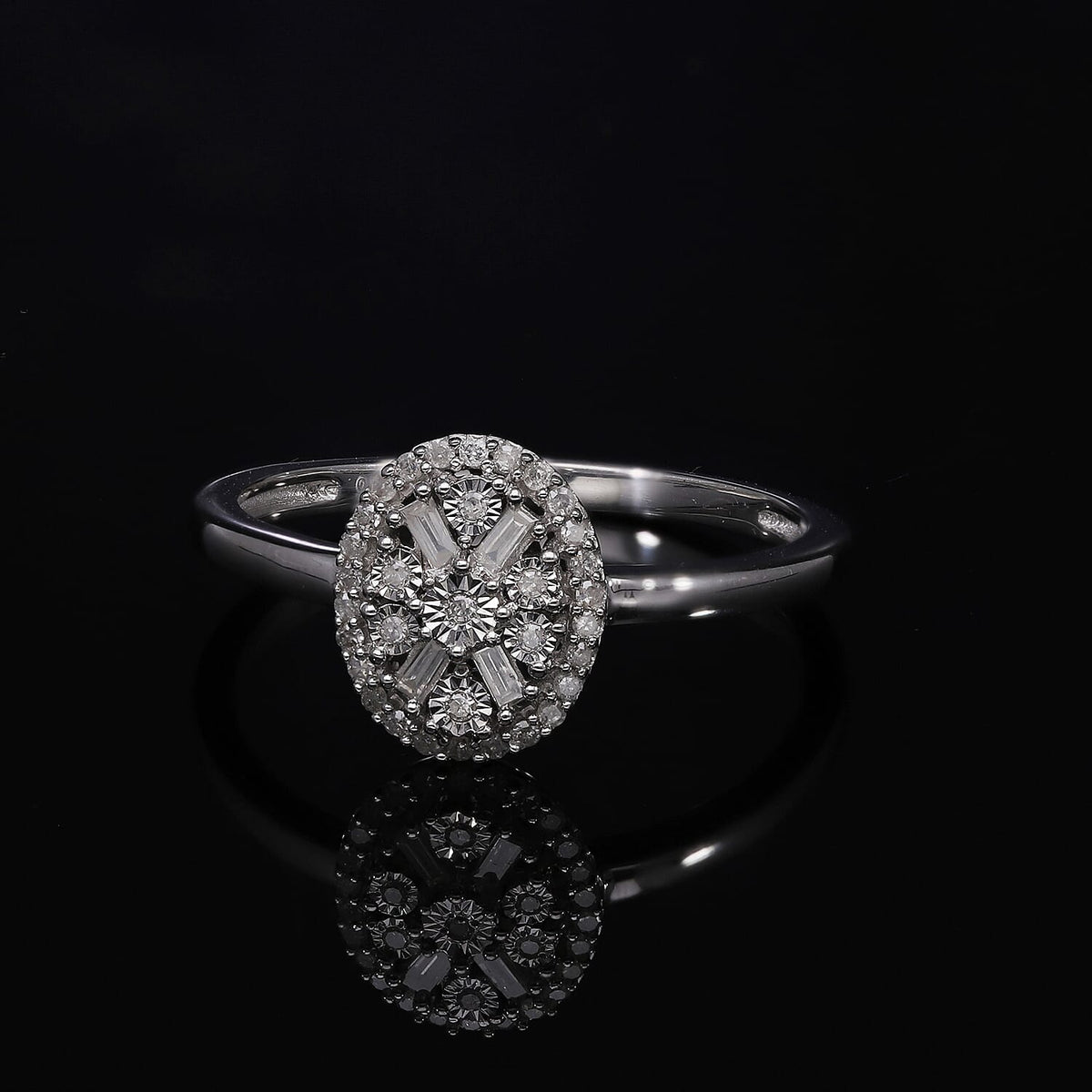 One Time Deal- Diamond Ring in Platinum Overlay Sterling Silver 7651573 1