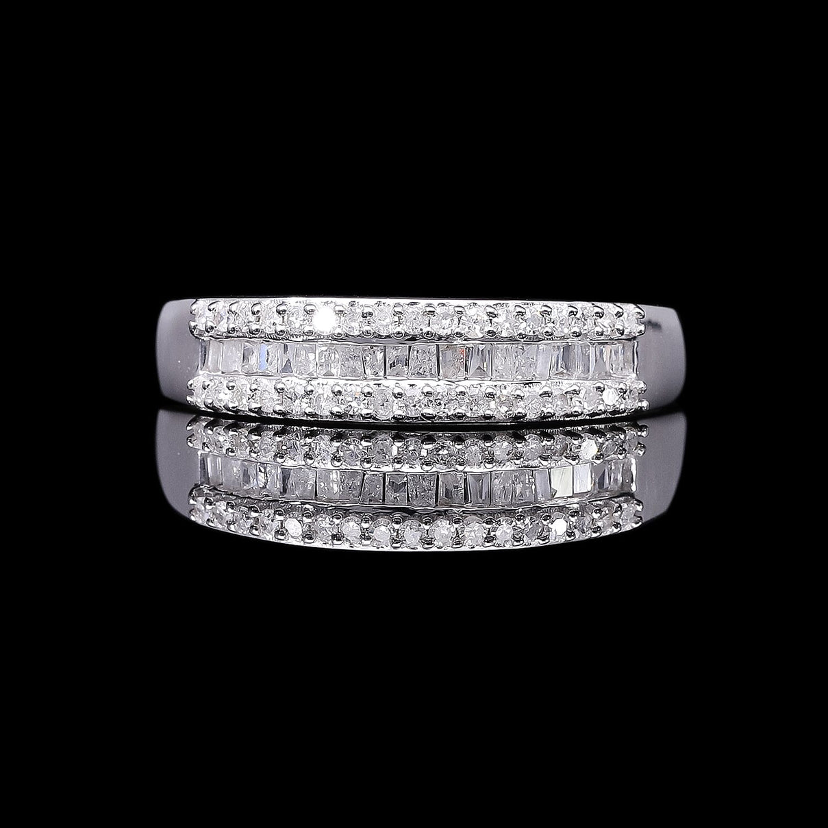 Diamond Half Eternity Ring in Platinum Overlay Sterling Silver 7776459 1