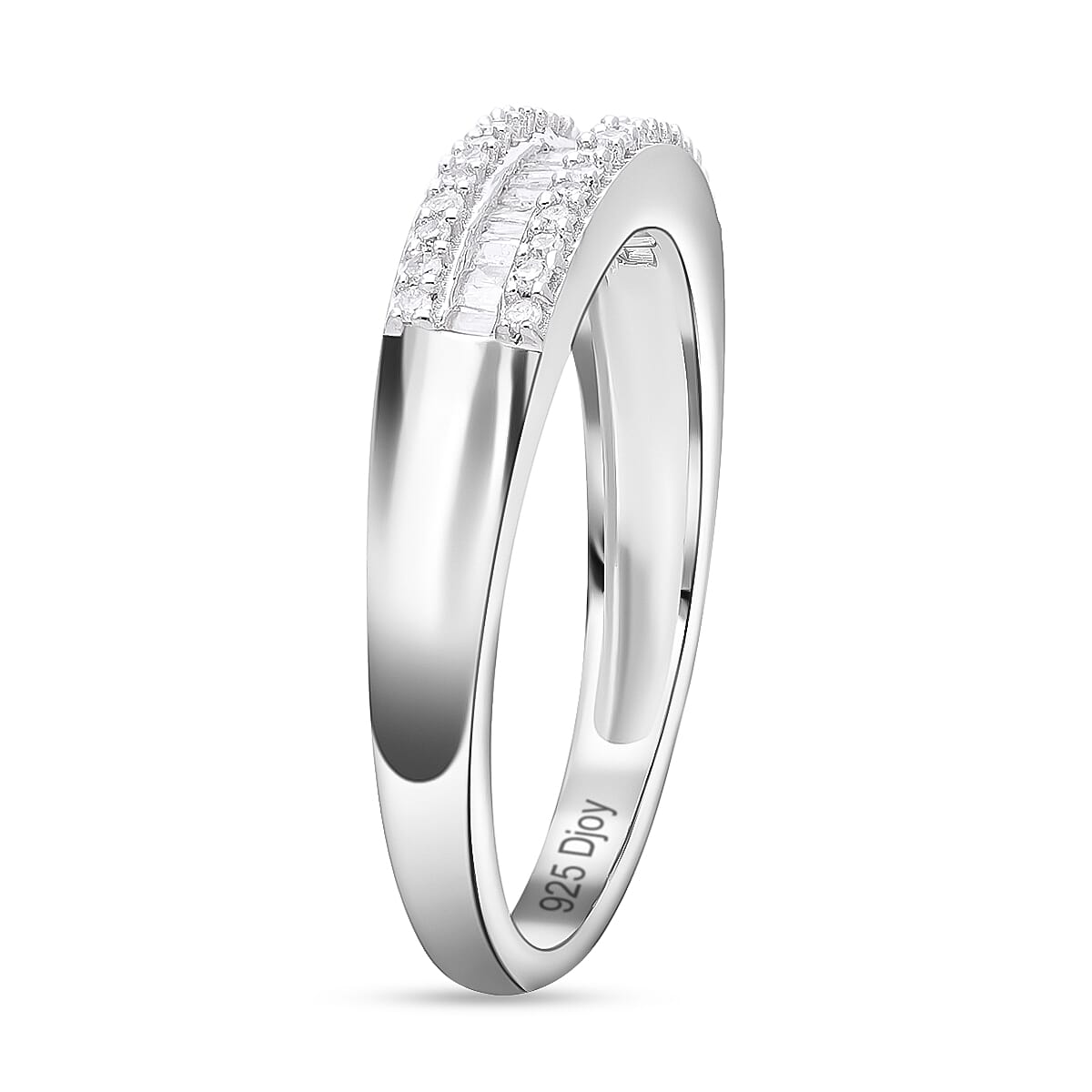 Diamond Half Eternity Ring in Platinum Overlay Sterling Silver 7776459 3