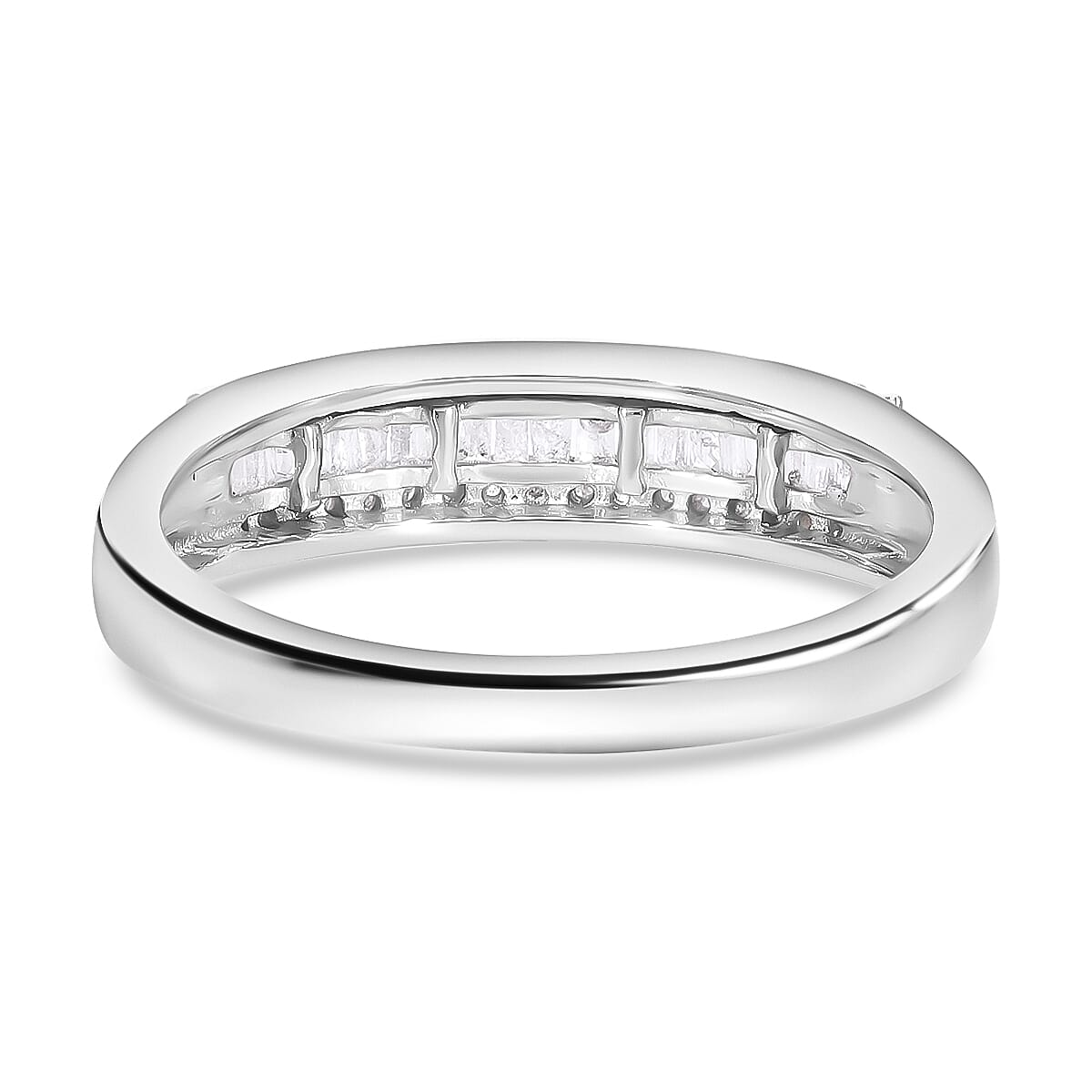 Diamond Half Eternity Ring in Platinum Overlay Sterling Silver 7776459 4