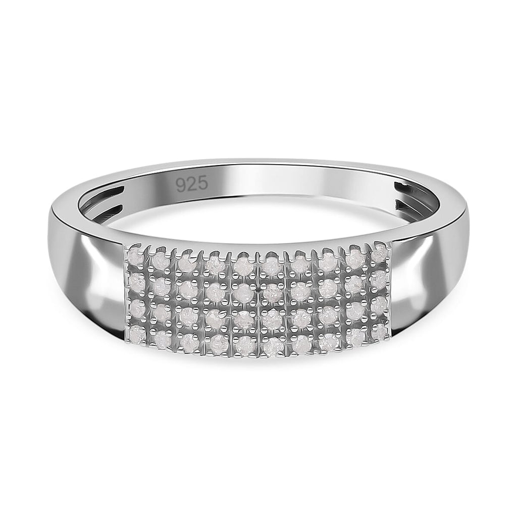 Diamond Ring in Platinum Overlay Sterling Silver 0.25 Ct.