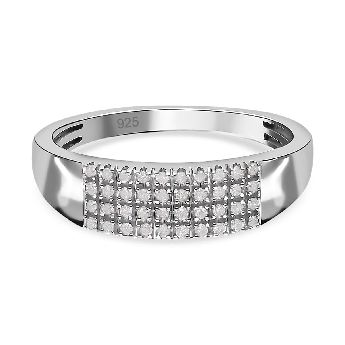 Diamond Cluster Ring in Platinum Overlay Sterling Silver 7652297 0