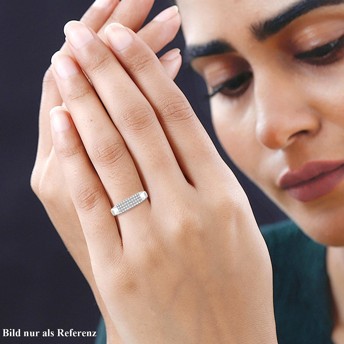 Diamond Cluster Ring in Platinum Overlay Sterling Silver 7652297 1