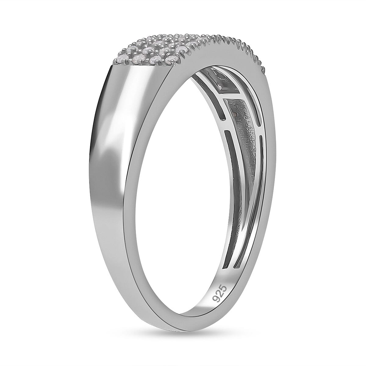 Diamond Cluster Ring in Platinum Overlay Sterling Silver 7652297 3