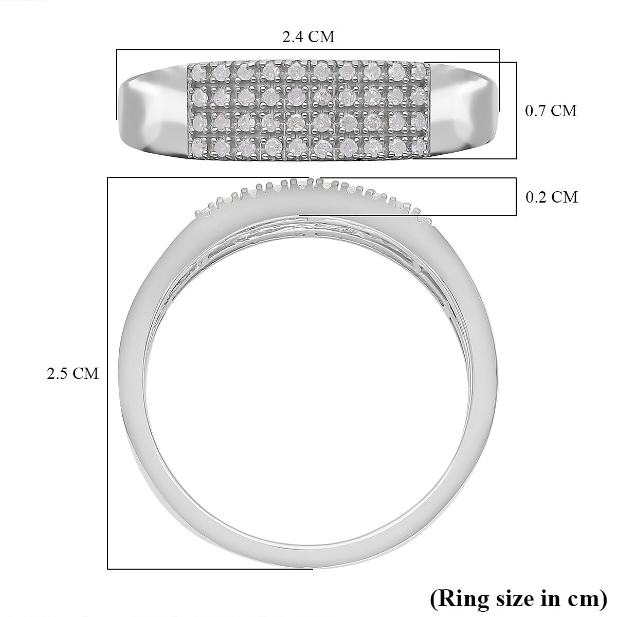 Diamond Cluster Ring in Platinum Overlay Sterling Silver 7652297 5