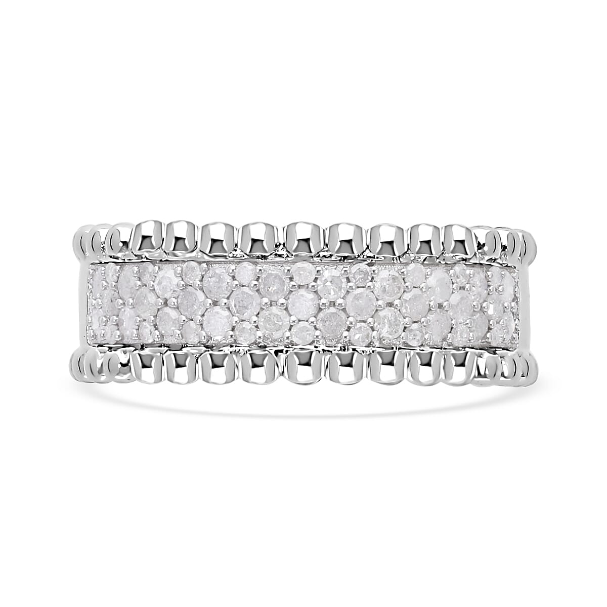 Designer Inspired - Diamond Half- Eternity Band Ring in Platinum Overlay Sterling Silver 0.50 Ct 7730004 0