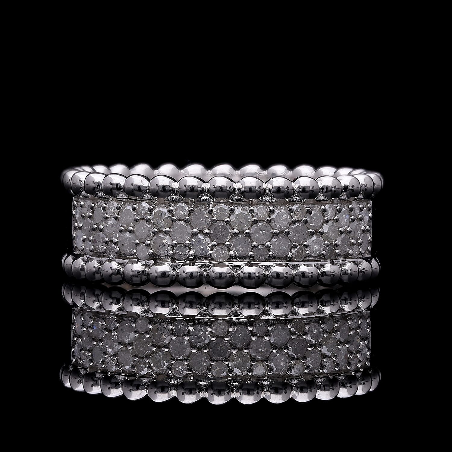 Designer Inspired - Diamond Half- Eternity Band Ring in Platinum Overlay Sterling Silver 0.50 Ct 7730004 2