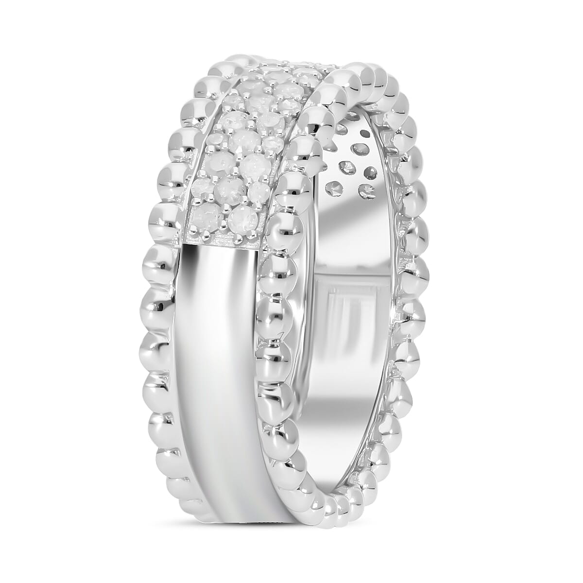 Designer Inspired - Diamond Half- Eternity Band Ring in Platinum Overlay Sterling Silver 0.50 Ct 7730004 3