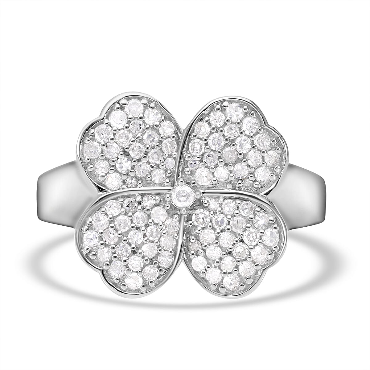 Diamond Clove Floral Ring in Platinum Overlay Sterling Silver 7726818 0