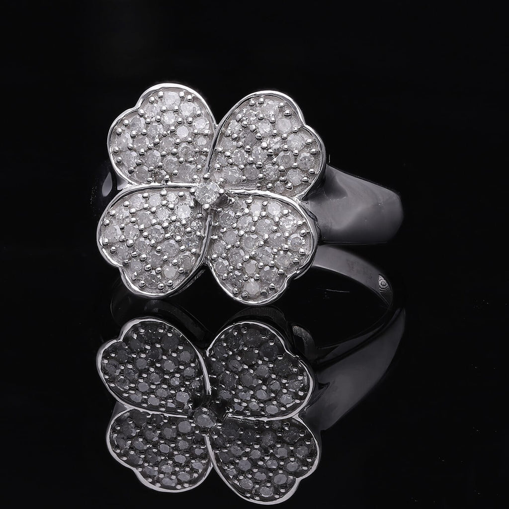Biggest Designer Inspired- Diamond (G-H) Clove Ring in Platinum Overlay Sterling Silver 0.52 Ct.