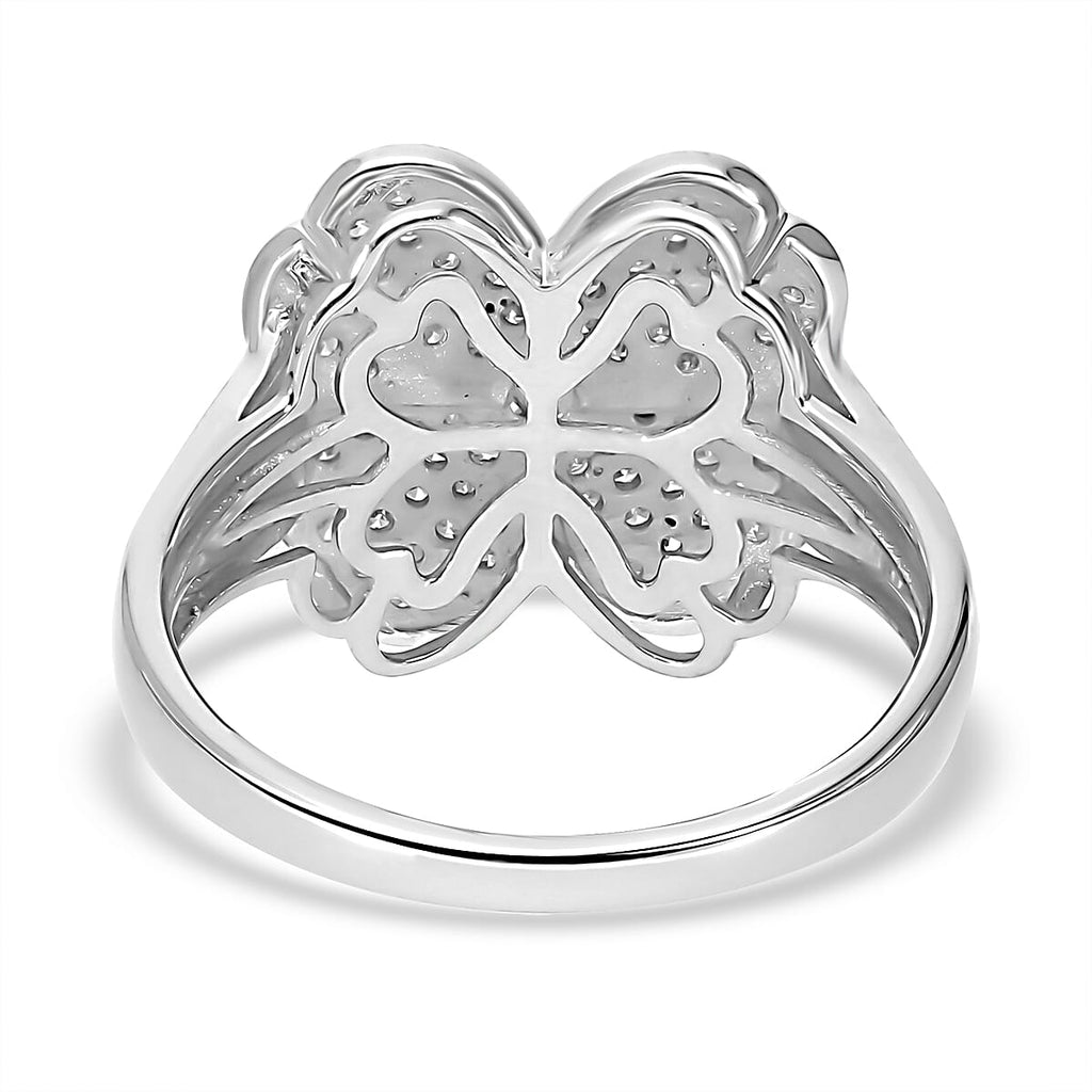 Biggest Designer Inspired- Diamond (G-H) Clove Ring in Platinum Overlay Sterling Silver 0.52 Ct.