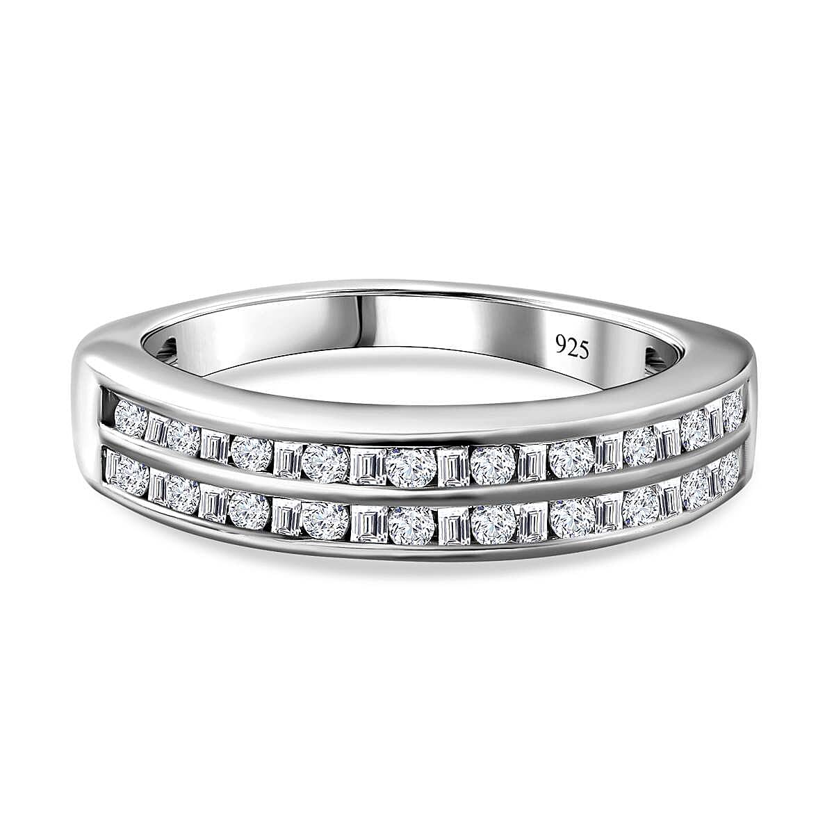 Diamond Half-Eternity Ring in Platinum Overlay Sterling Silver 0.50 Ct 7649438 0