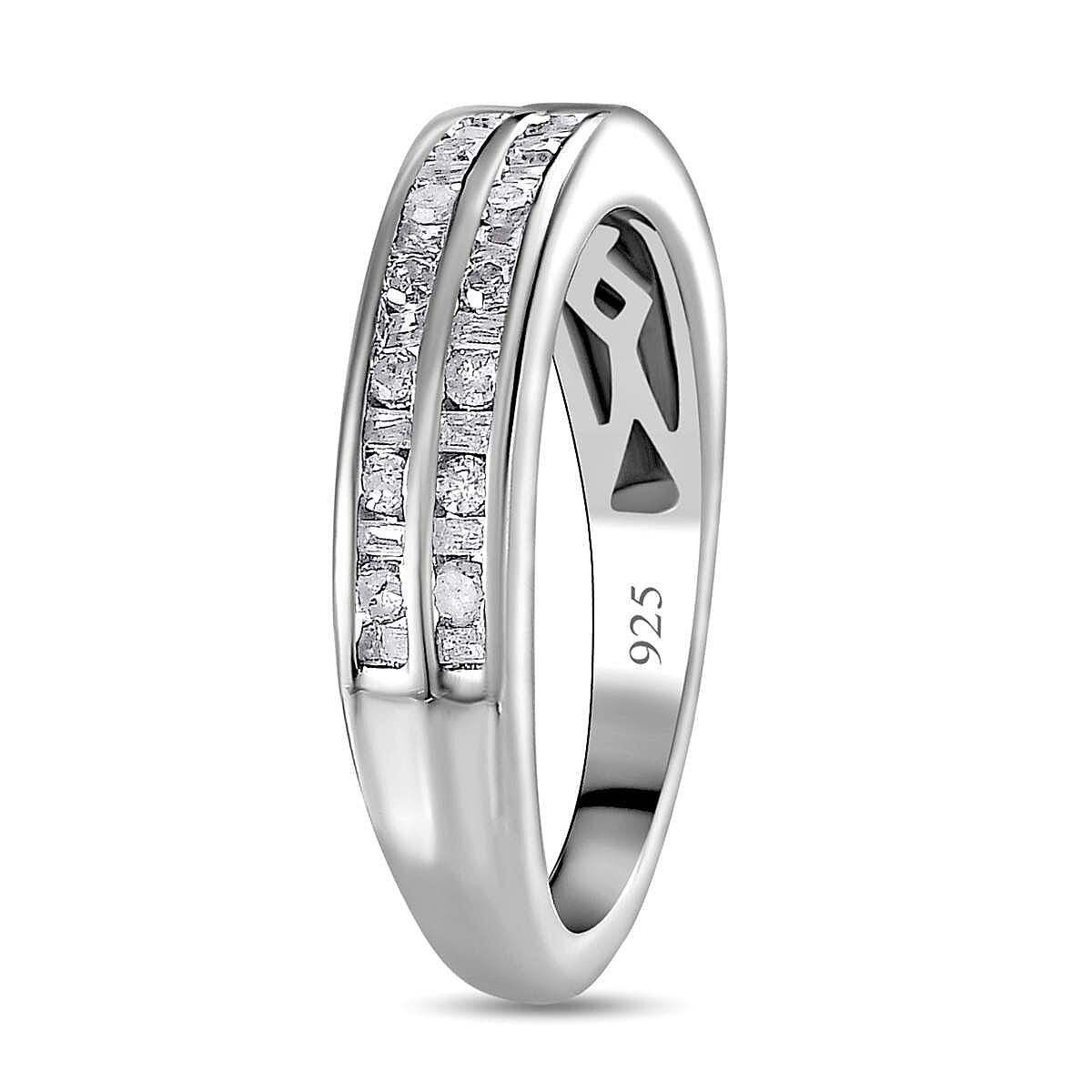 Diamond Half-Eternity Ring in Platinum Overlay Sterling Silver 0.50 Ct 7649438 4
