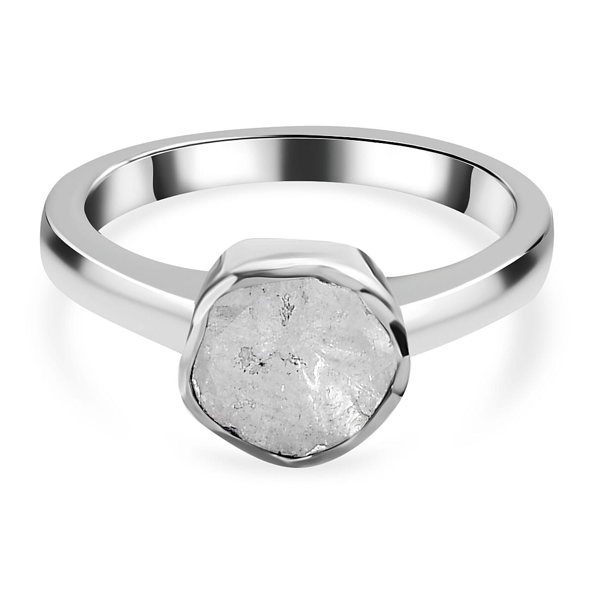 Royal Bali Collection - Artisan Crafted Natural Polki Diamond Solitaire Ring in Platinum Overlay Sterling Silver 0.50 Ct. 7667099 0