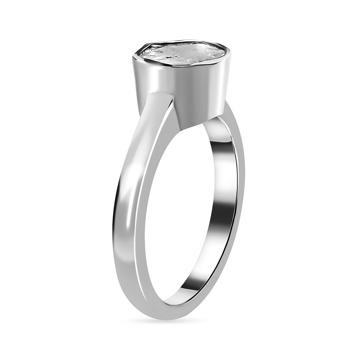 Royal Bali Collection - Artisan Crafted Natural Polki Diamond Solitaire Ring in Platinum Overlay Sterling Silver 0.50 Ct. 7667099 4