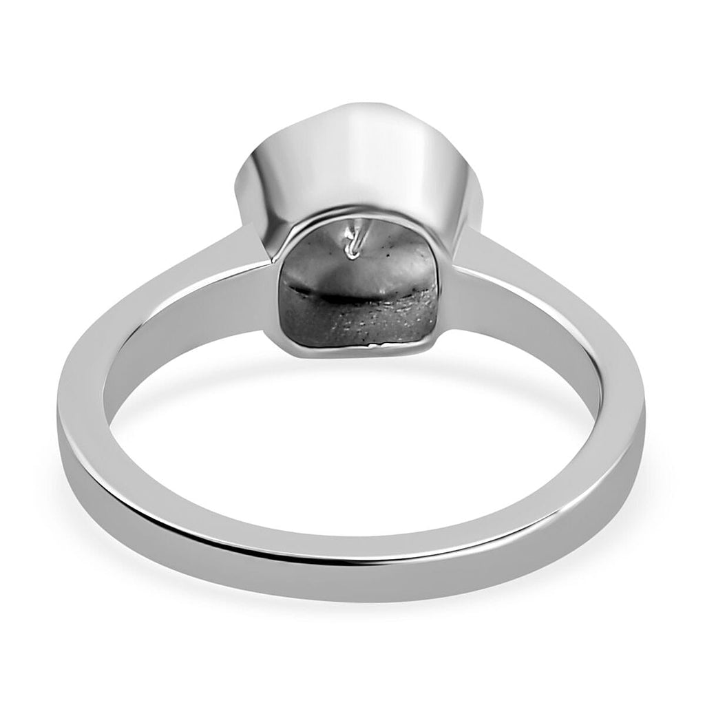 Royal Bali Collection - Artisan Crafted Natural Polki Diamond Ring in Platinum Overlay Sterling Silver 0.50 Ct.