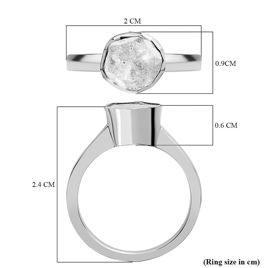 Royal Bali Collection - Artisan Crafted Natural Polki Diamond Ring in Platinum Overlay Sterling Silver 0.50 Ct.