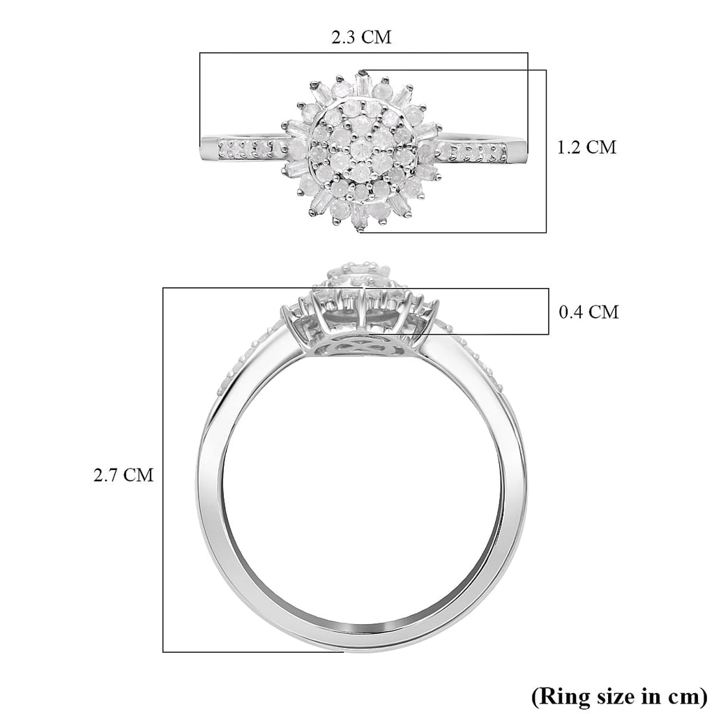 Diamond Ring in Platinum Overlay Sterling Silver 0.50 Ct.