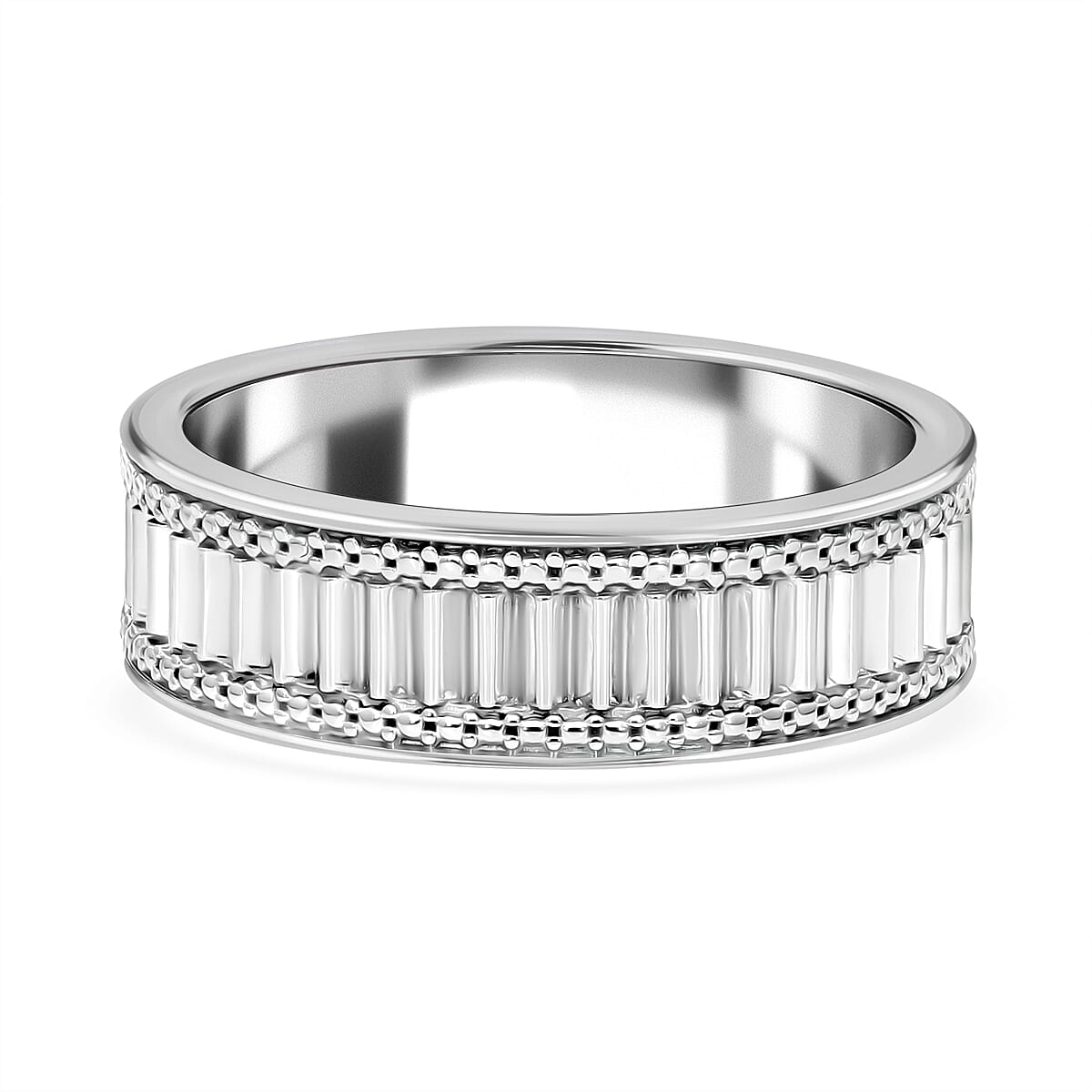 NY Closeout - White Diamond Eternity Ring in Platinum Overlay Sterling Silver 7925710 0