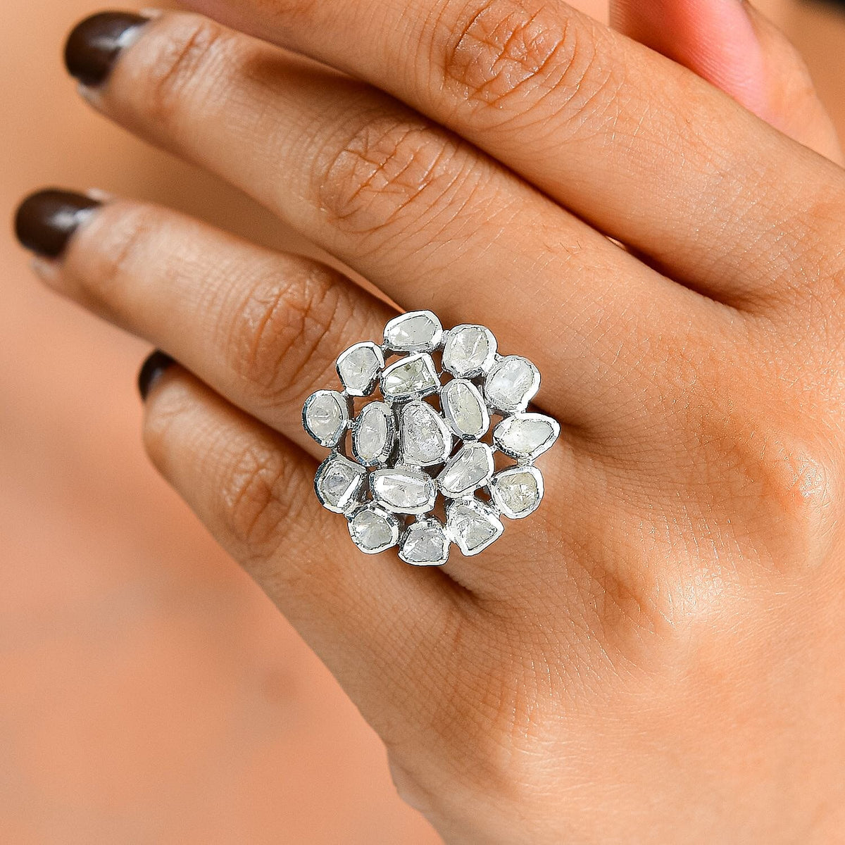 White Diamond Ring in Rhodium Overlay Sterling Silver 7997118 2