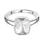 First Time Ever - Polki Diamond Ring in Rhodium Overlay Sterling Silver