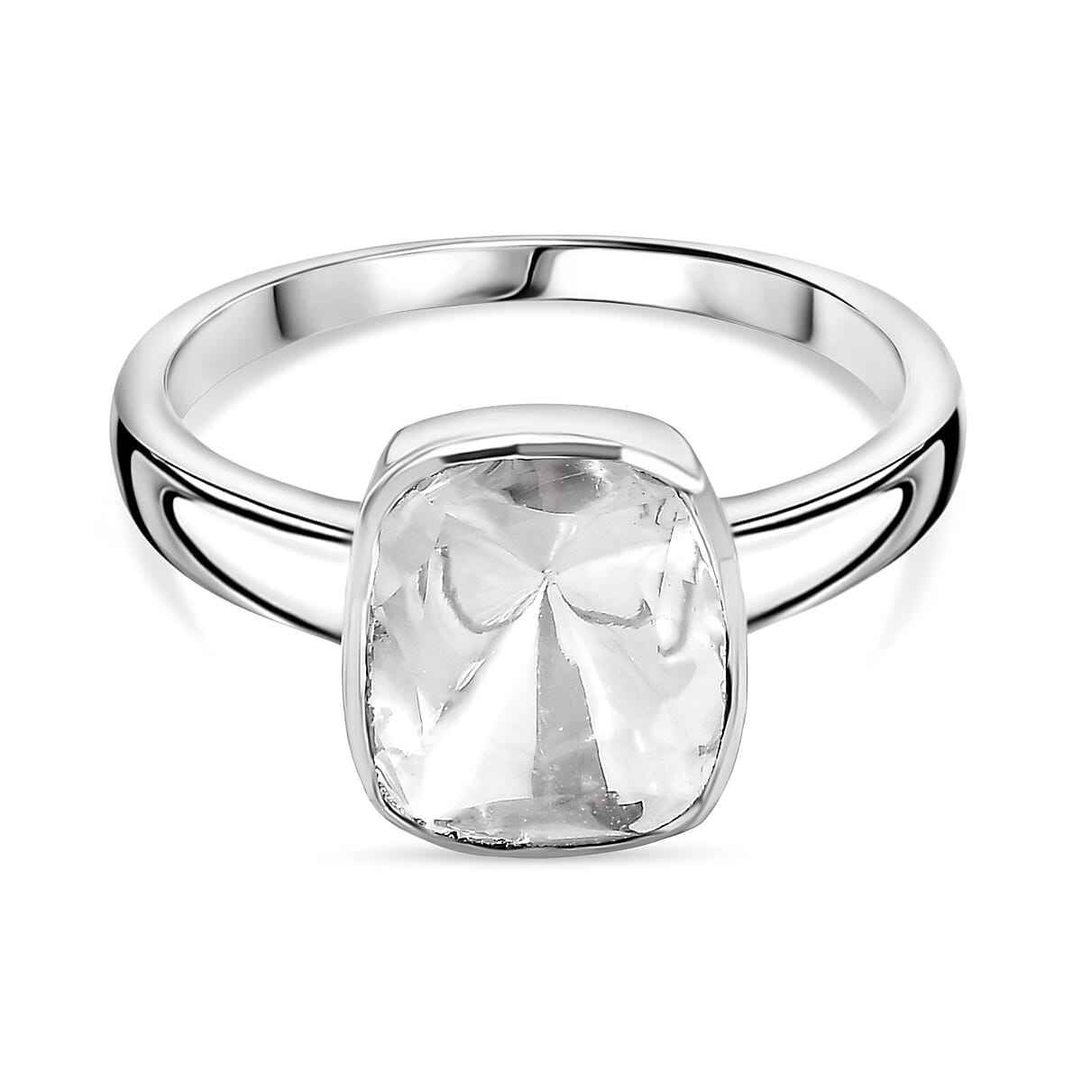Polki Diamond Solitaire Ring in Rhodium Overlay Sterling Silver 0.50 Ct. 8163981 0