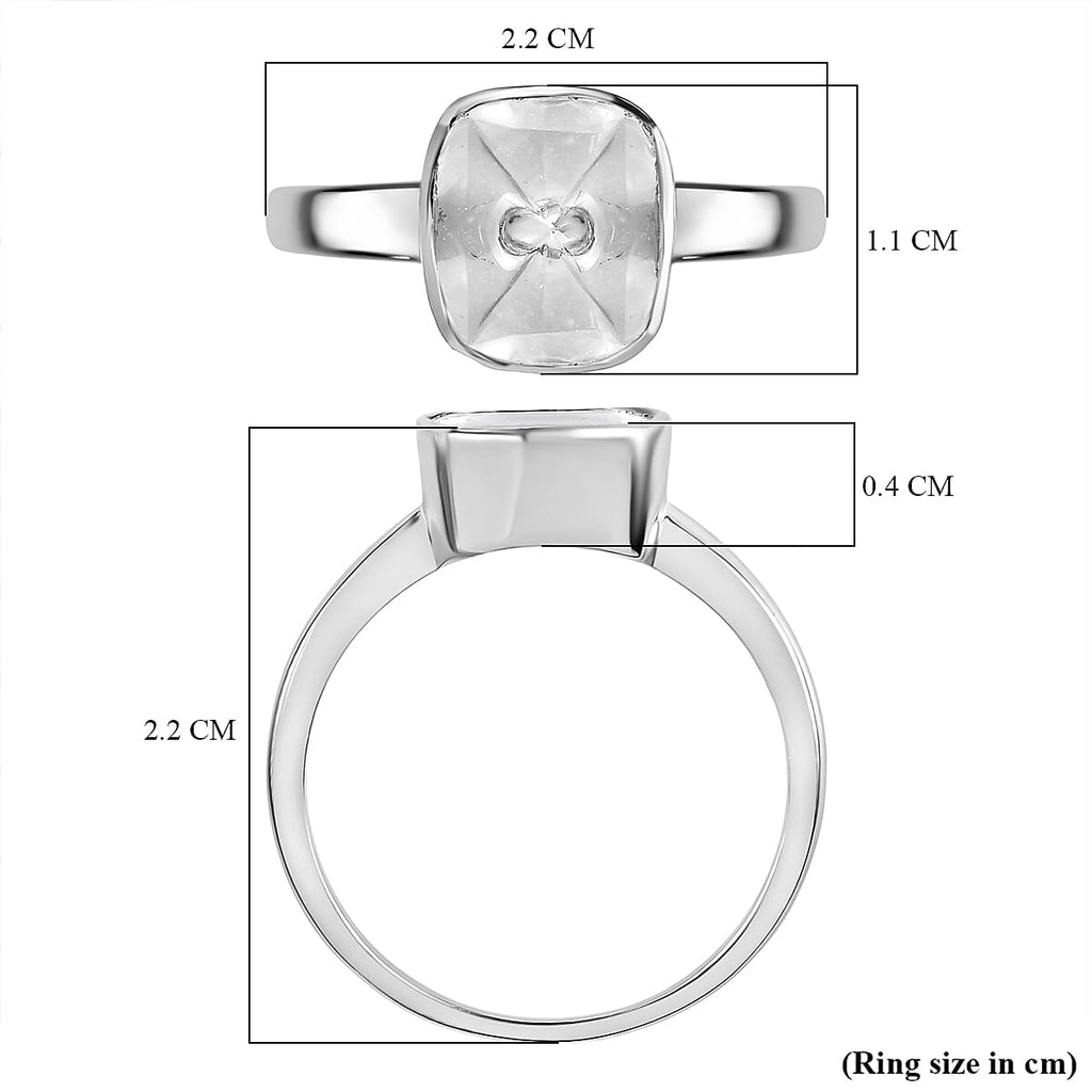 First Time Ever - Polki Diamond Ring in Rhodium Overlay Sterling Silver