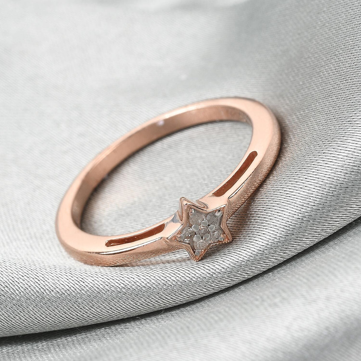 Diamond Star Stackable Ring in Sterling Silver with 18K Vermeil Rose Gold V32522783 2