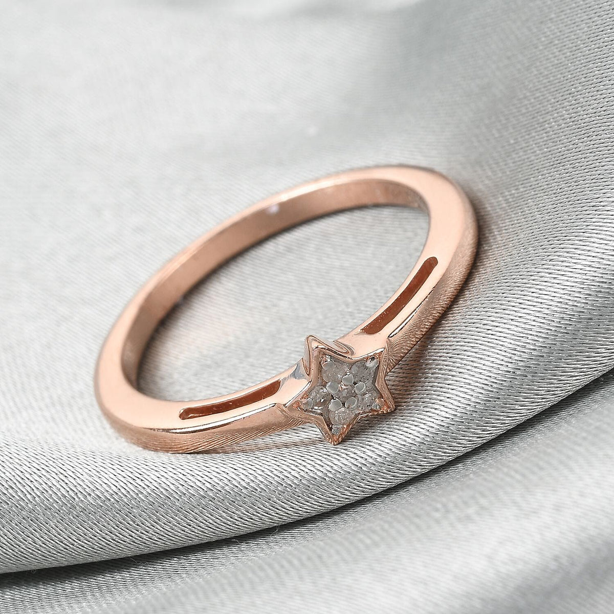 Diamond Star Stackable Ring in Sterling Silver with 18K Vermeil Rose Gold V32522783 2