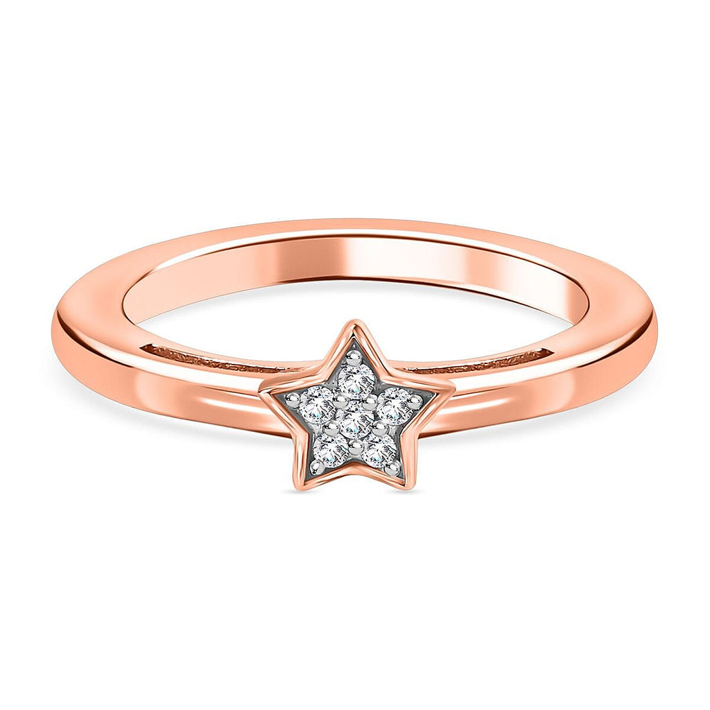 Diamond Ring in Rose Gold Overlay Sterling Silver